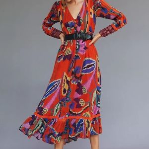 Anthropologie Maxi Tropical Print Dress - Medium